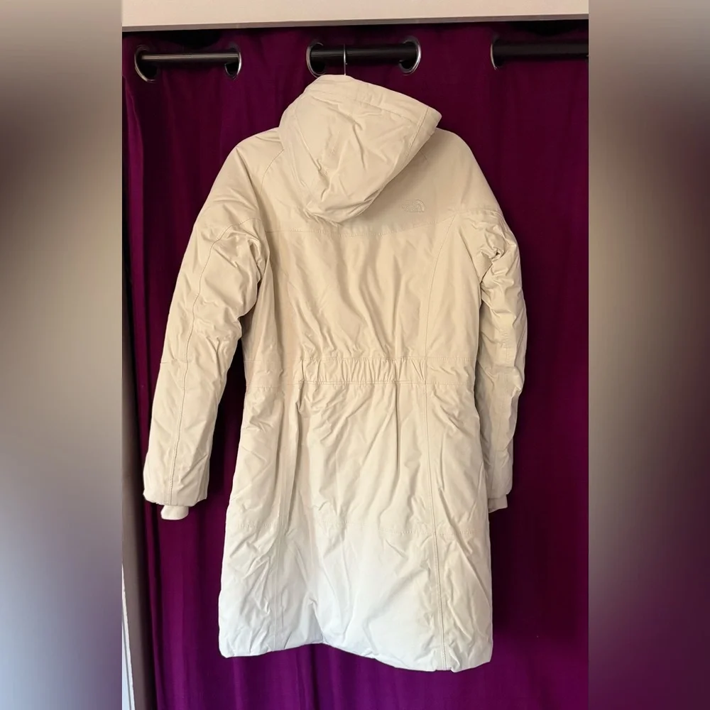 The North Face Womens L Cream Down Parka Mid Length Jacket DRYVENT - Picture 2 of 7